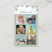 Carte De Visite 6 Photo Feed Grid Médias sociaux QR Code Eucalyptu (Dos)