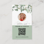 Carte De Visite 6 Photo Feed Grid Médias sociaux QR Code Eucalyptu (Devant)