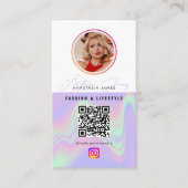 Carte De Visite 6 Photo Feed Grid Médias sociaux QR Code Holograph (Devant)