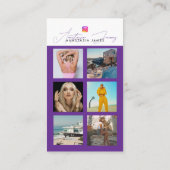 Carte De Visite 6 Photo Feed Grid Médias sociaux QR Code Purple (Dos)