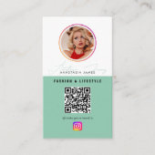 Carte De Visite 6 Photo Feed Grid Médias sociaux QR Code vert (Devant)