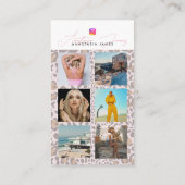 Carte De Visite 6 Photo Grid Social Media QR Code Leopard Print (Dos)