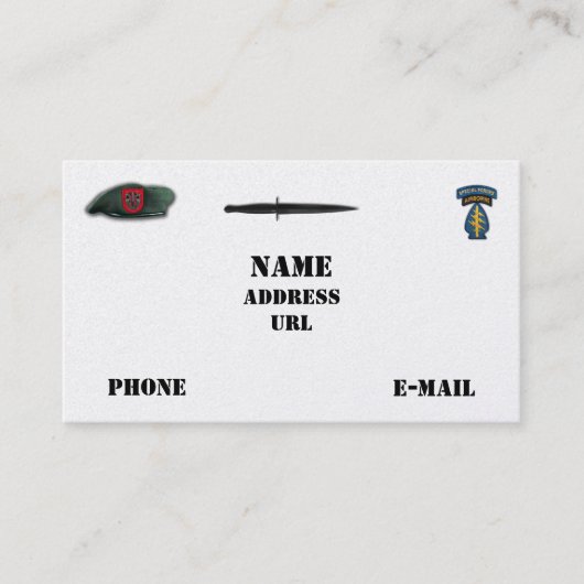 Carte De Visite 7e bataillon des forces spéciales des bérets verts (Devant)