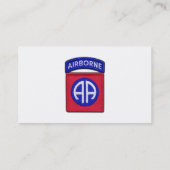 Carte De Visite 82e patch pour vétérans de la Division aéroportée  (Dos)