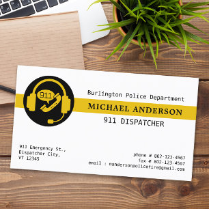 Carte De Visite 911 Dispatcher Logo Personnalisé Ligne Or Thin Mod