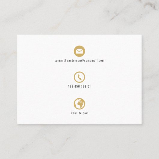 Carte de visite à bande d'icônes blanches et or (Dos)
