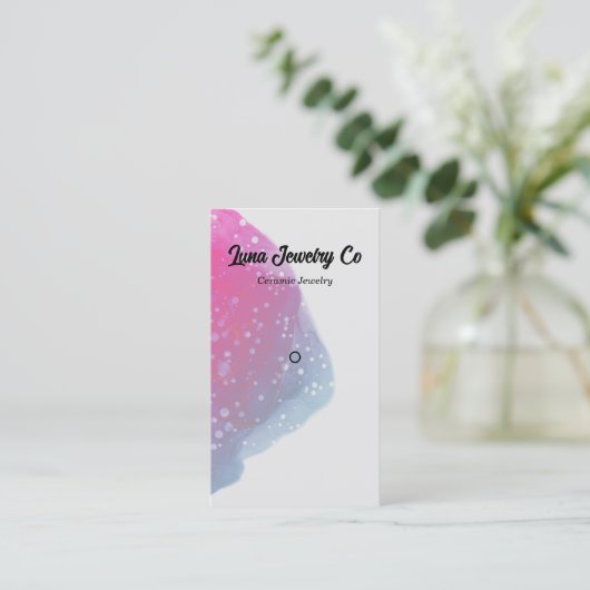 Carte de visite à bijoux en arc-en-ciel rose peint (Debout devant)