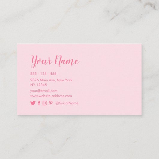 Carte de visite à bille couleur rose et or (Dos)