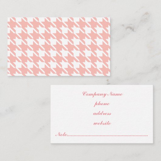 Carte de visite à carreaux rose (Devant / Derrière)