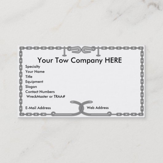 Carte de visite à chaînes de remorquage (Devant)