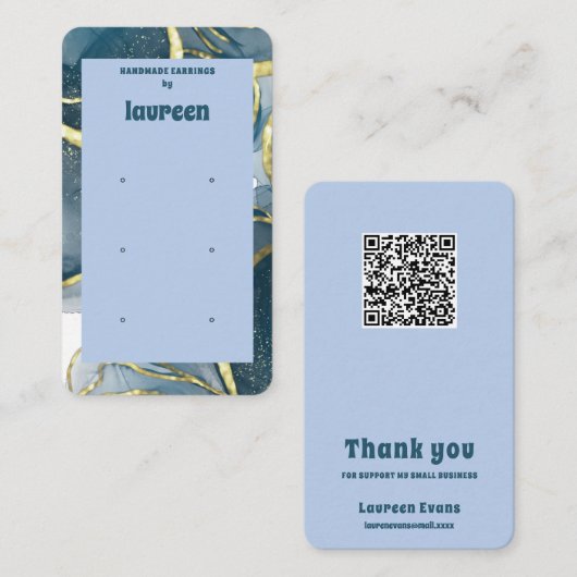 Carte de visite à code QR bleu pour présentoir de (Devant / Derrière)