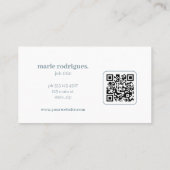 Carte de visite à code QR bleu poussiéreux (Dos)