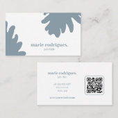 Carte de visite à code QR bleu poussiéreux (Devant / Derrière)