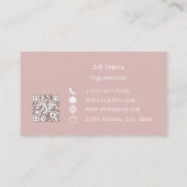 Carte de visite à code QR neutre rose poudré (Dos)