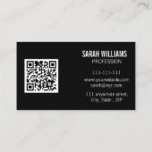 Carte de visite à code QR noir et blanc imprimé lé (Dos)