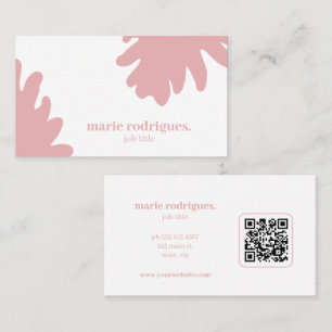 Carte de visite à code QR rose pastel