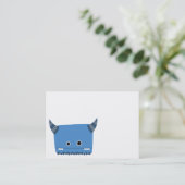 Carte de visite à cornes bleu de monstre (Debout devant)