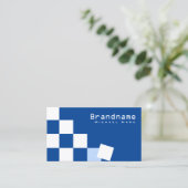 Carte De Visite à damiers bleu et blanc moderne avec photo stylé (Debout devant)