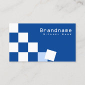 Carte De Visite à damiers bleu et blanc moderne avec photo stylé (Devant)