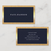 Carte De Visite À damiers bleu foncé | Or Cadre métallique (Devant / Derrière)