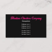 Carte De Visite à damiers carré chaud rose noir rétro Monogramme (Dos)