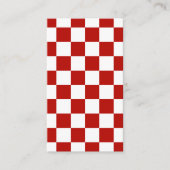 Carte De Visite à damiers carré rouge blanc rétro (Devant)
