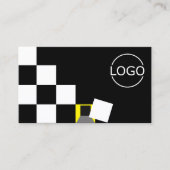Carte De Visite à damiers noir blanc jaune moderne avec Cool de lo (Devant)