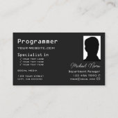 Carte De Visite à damiers Noir gris foncé moderne avec Cool photo (Dos)