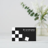 Carte De Visite à damiers Noir gris foncé moderne avec Cool photo (Debout devant)