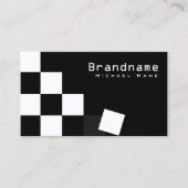 Carte De Visite à damiers Noir gris foncé moderne avec Cool photo (Devant)
