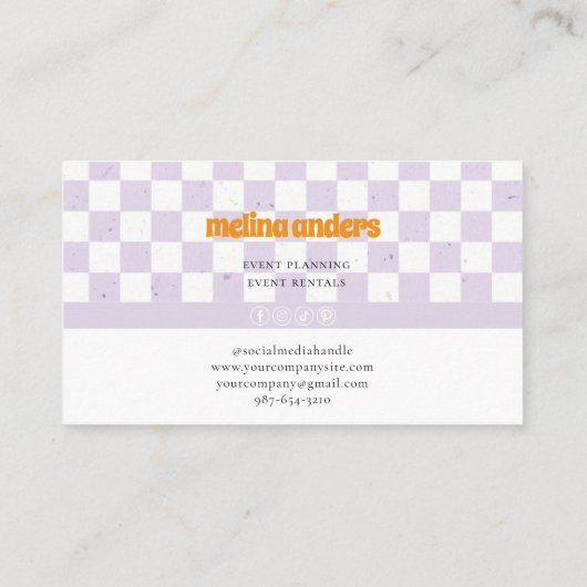 Carte De Visite à damiers rétro (Dos)