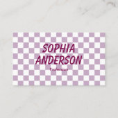 Carte De Visite À damiers violet moderne avec code QR (Devant)