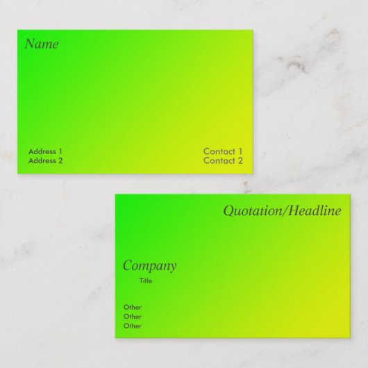 carte de visite à dégradé vert jaune (Devant / Derrière)