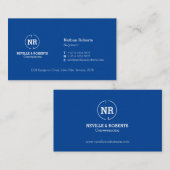 Carte de visite à deux lettres blanc bleu de logo (Devant / Derrière)