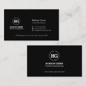 Carte de visite à deux lettres blanc noir de logo (Devant / Derrière)