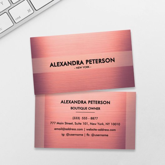 Carte de visite à deux tons Blush Rose Gold