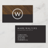 Carte de visite à deux tons en bois Monogramme (Devant / Derrière)