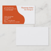 Carte de visite à deux tons - orange et blanc (Devant / Derrière)