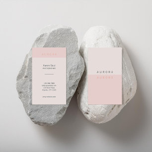 Carte de visite à deux tons rose minimaliste
