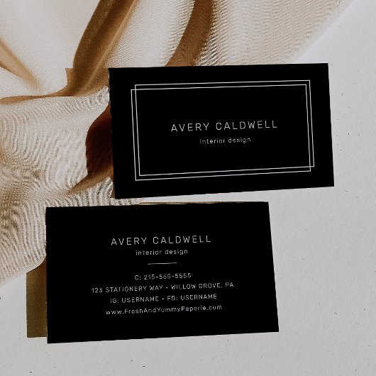 Carte de visite à double cadre noir Avery Moderne