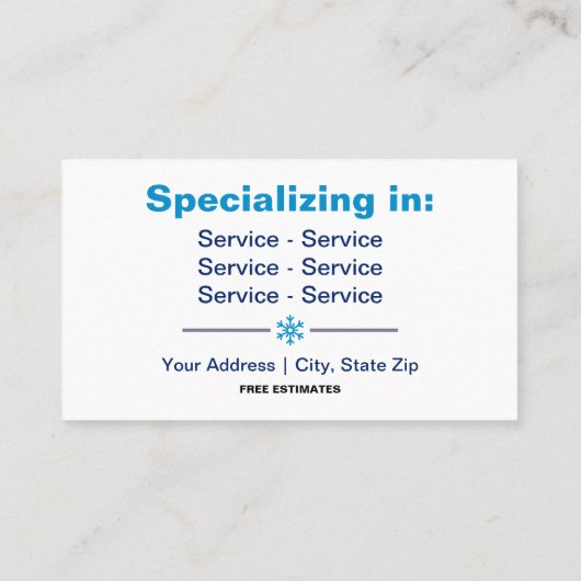 Carte de visite à double face pour enlever la neig (Dos)