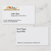 Carte de visite à double fonction de Compumatrix (Devant / Derrière)