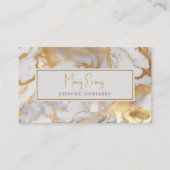 Carte de visite à effet marbre blanc et or (Devant)