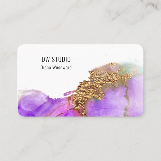 Carte de visite à encre rose moderne (Devant)