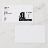 Carte De Visite A est pour la radio amateur (Devant / Derrière)