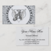 Carte De Visite A est pour l'initiale d'ange avec le monogramme de (Devant / Derrière)