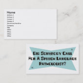 Carte De Visite A fait quelqu'un appel pour une langue Pathologis (Devant / Derrière)