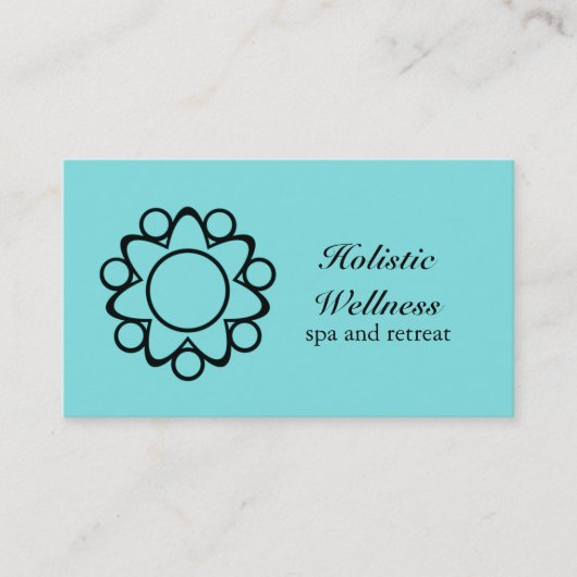 Carte de visite à Fleur calme, Turquoise (Devant)