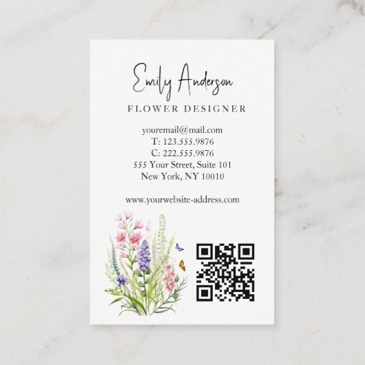 Carte de visite à fleurs arc or (Dos)