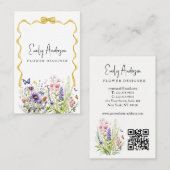 Carte de visite à fleurs arc or (Devant / Derrière)